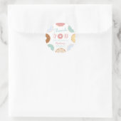 Sticker Rond Joli Pastel Moderne Donut Anniversaire (Sac)