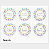 Sticker Rond Joli Pastel Motif d'aquarelle papillon (Feuille)