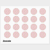 Sticker Rond Joli Pastel Rose Vert Patchwork Design Quilt (Feuille)