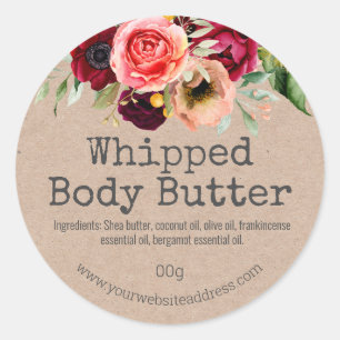 Sticker Rond Joli Peony Bouquet de corps fait maison Beurre Éti