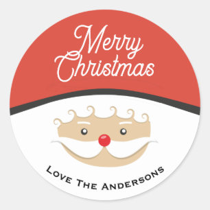 Sticker Rond Joli Père Noël Face Texte personnalisé Noël