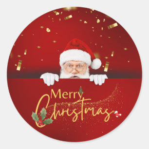 Sticker Rond Joli Père Noël Joyeux Noël
