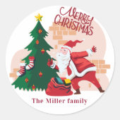 Sticker Rond joli père noël joyeux noël monogramme (Devant)