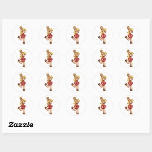 Sticker Rond Joli personnage Chibi Frites Cheveux Dessin Animé