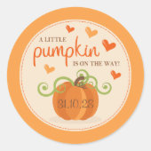 Sticker Rond Joli Petit Baby shower Citrouille (Devant)