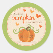 Sticker Rond Joli Petit Baby shower Citrouille (Devant)