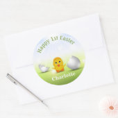 Sticker Rond Joli Petit Bébé de Pâques Chick (Enveloppe)