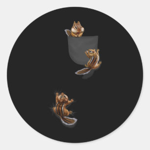 Sticker Rond Joli petit écureuil jouant, grimpant dans la poche