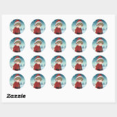 Sticker Rond Joli petit elfe de Noël  (Feuille)
