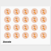 Sticker Rond Joli Petit Fox couché sur Peach (Feuille)