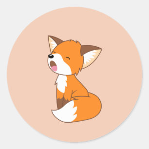Sticker Rond Joli Petit Fox couché sur Peach