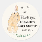 Sticker Rond Joli petit lapin Baby shower Merci (Devant)