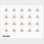 Sticker Rond Joli Petit Lapin Rose Floral Anniversaire (Feuille)