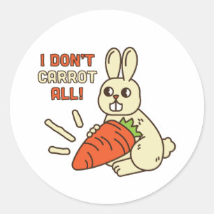 Sticker Rond Joli Petit Lapin Tenant Sa Carotte