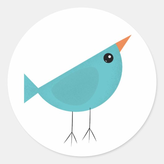 Sticker Rond Joli petit oiseau bleu (Devant)