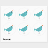 Sticker Rond Joli petit oiseau bleu (Feuille)