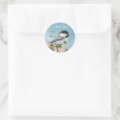 Sticker Rond Joli petit oiseau & fleurs Merci Classique Rond (Sac)