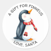 Sticker Rond Joli Petit Pingouin Noël à et de (Devant)