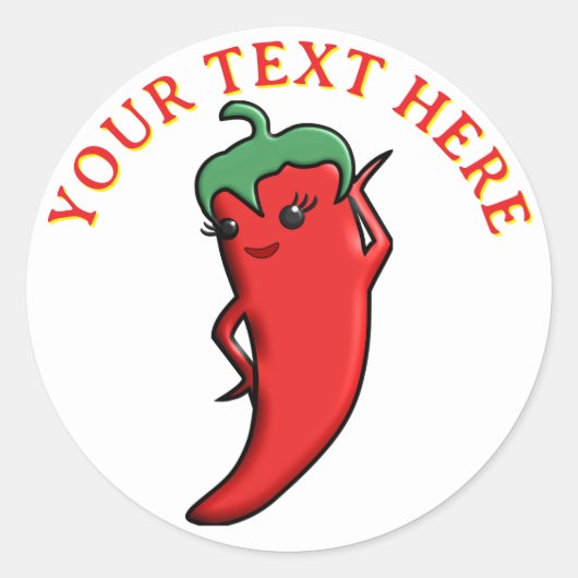 Sticker Rond Joli Piment Rouge Chaud Kawaii Personnalisé (Devant)