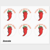 Sticker Rond Joli Piment Rouge Chaud Kawaii Personnalisé (Feuille)