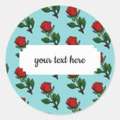 Sticker Rond Joli Pixel Art Single Red Rose Motif (Devant)