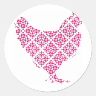 Sticker Rond Joli poulet féminin