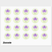 Sticker Rond Joli poulpe violet vert (Feuille)