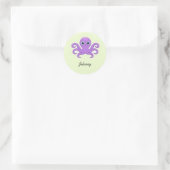 Sticker Rond Joli poulpe violet vert (Sac)
