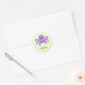 Sticker Rond Joli poulpe violet vert (Enveloppe)