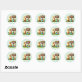 Sticker Rond Joli poussin de Pâques (Feuille)