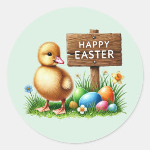 Sticker Rond Joli poussin de Pâques