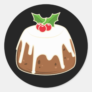 Sticker Rond Joli Pudding Figgy Pudding de Noël