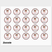 Sticker Rond Joli Reindeer Plaid Bow Rouge Joyeux Noël (Feuille)