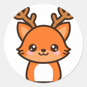 Sticker Rond Joli renard aux bois de Noël