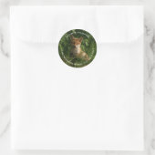 Sticker Rond Joli renard de bébé dans une forêt verte Adresse (Sac)