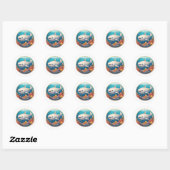 Sticker Rond Joli requin baleine albinos (Feuille)