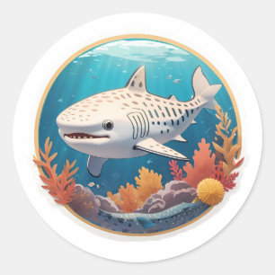 Sticker Rond Joli requin baleine albinos
