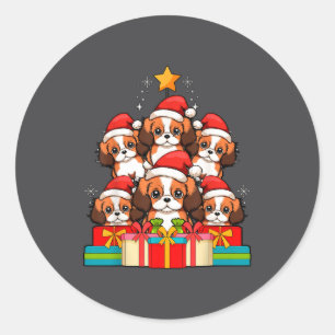 Sticker Rond Joli roi Charles Cavalier Le chien arbre de Noël X