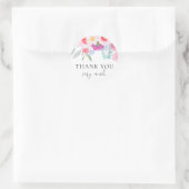 Sticker Rond Joli rose Aquarelle Anémones Merci Mariage (Sac)