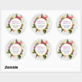 Sticker Rond Joli rose Aquarelle Fleurs Business (Feuille)