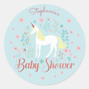 Sticker Rond Joli Rose de Parties scintillant de Baby shower d'