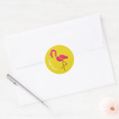 Sticker Rond Joli rose flamant rose unique oiseau bien fait (Enveloppe)