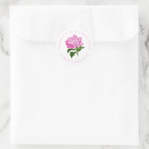 Sticker Rond Joli rose Hydrangea Merci Favoriser