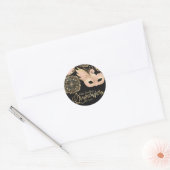 Sticker Rond Joli rose or noir Mascarade Masque Quinceañera (Enveloppe)