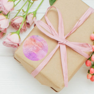 Sticker Rond Joli rose rose Peach Blush Aquarelle artisanale pa