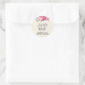 Sticker Rond Joli rose rose rose et Mariage frontalier de pivoi (Sac)