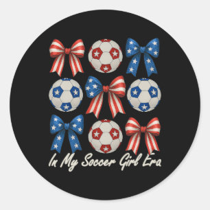 Sticker Rond Joli Ruban Coquette Fille de Foot Rétro pour Femme