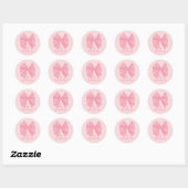 Sticker Rond Joli Ruban Rose Monogramme et Nom de Fille (Feuille)