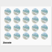 Sticker Rond Joli sable blanc Plage de mariage Favoriser (Feuille)