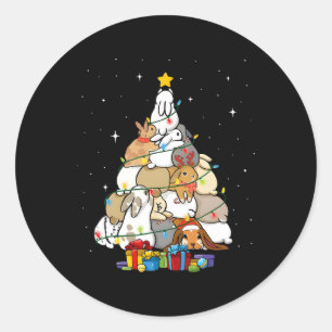 Sticker Rond Joli sapin de Noël aux lapins